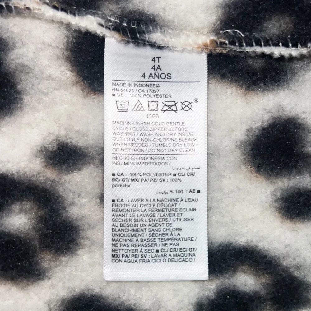 Old Navy Toddler Girls Leopard Printed Sherpa Zip-Front Hooded Jacket, Size 4T